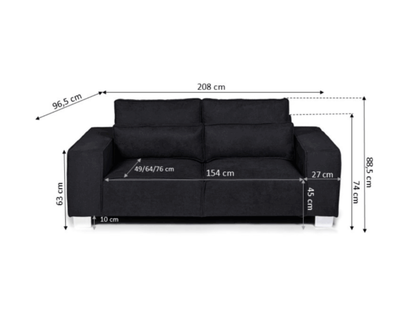 Dc Good Will Broadgate 3-Seater Sofa in Black Kensington Fabric - Image 3