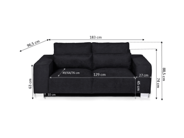 Dc Good Will Broadgate 3+2 Sofa Set in Black Kensington Fabric - Image 6