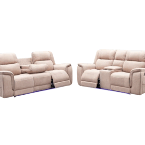 Dc Good Will Hanna 3+2 Electric Recliner Sofa Set in Cream Micro Fabric