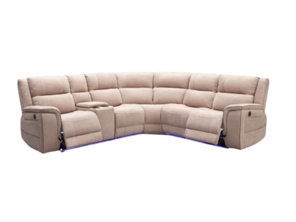 Dc Good Will Hanna Electric Corner Recliner Sofa in Cream Micro Fabric