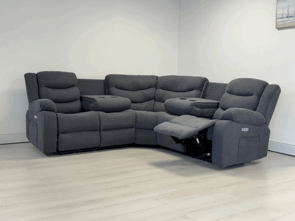 Dc Good Will Naples Electric Corner Recliner Sofa in Grey Fabric - Image 2