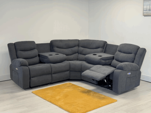 Dc Good Will Naples Electric Corner Recliner Sofa in Grey Fabric - Image 3