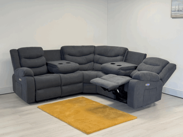 Dc Good Will Naples Electric Corner Recliner Sofa in Grey Fabric - Image 4