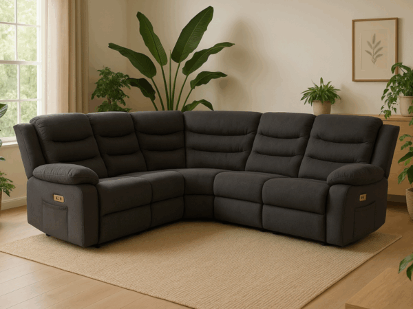 Dc Good Will Naples Electric Corner Recliner Sofa in Grey Fabric - Image 7