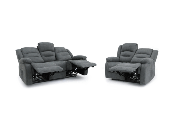 Dc Good Will Naples 3+2 Electric Recliner Sofa Set in Grey Chenille Fabric - Image 2