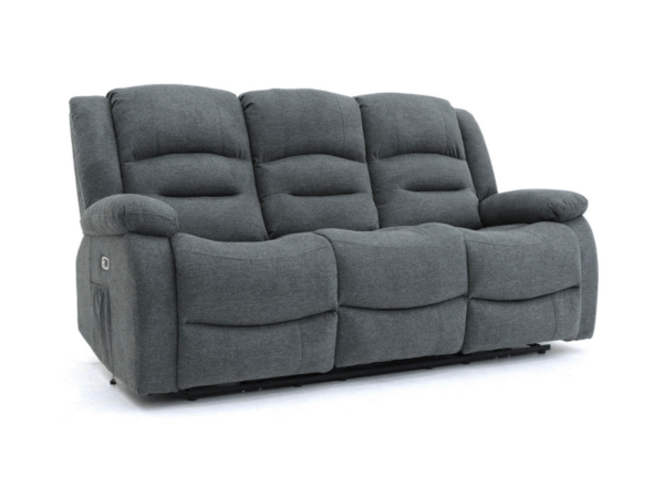 Dc Good Will Naples 3-Seater Electric Recliner Sofa in Grey Chenille Fabric - Image 2