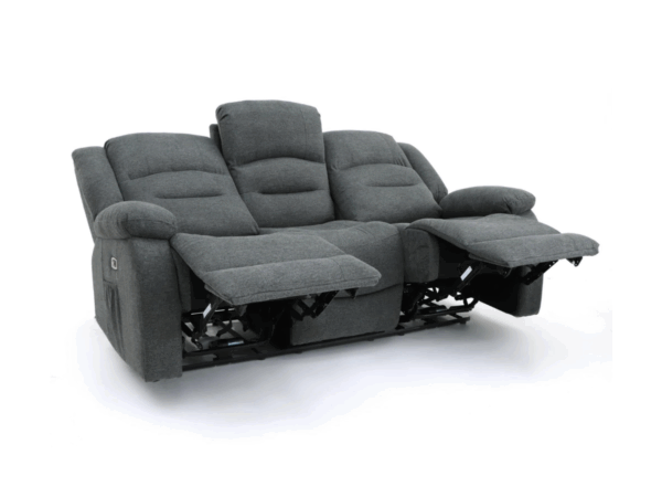 Dc Good Will Naples 3-Seater Electric Recliner Sofa in Grey Chenille Fabric - Image 3